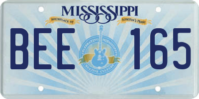 MS license plate BEE165
