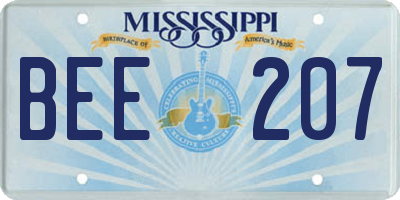 MS license plate BEE207