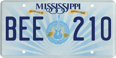 MS license plate BEE210
