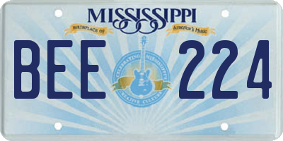 MS license plate BEE224