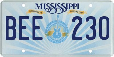 MS license plate BEE230