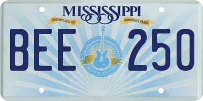 MS license plate BEE250