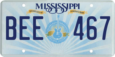 MS license plate BEE467