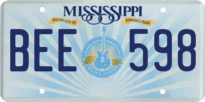 MS license plate BEE598