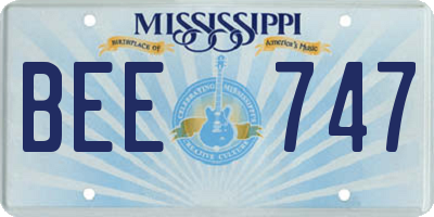 MS license plate BEE747