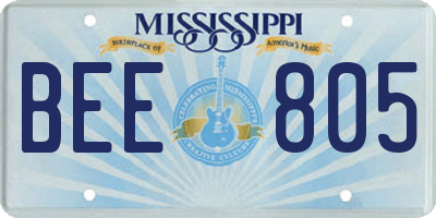 MS license plate BEE805