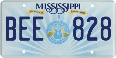 MS license plate BEE828