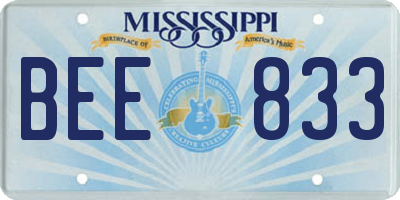 MS license plate BEE833