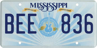 MS license plate BEE836