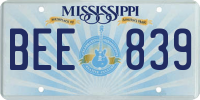 MS license plate BEE839