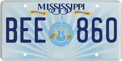 MS license plate BEE860