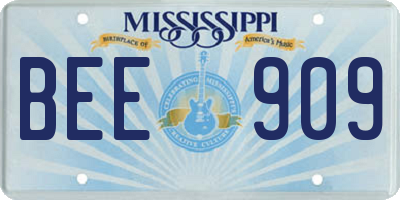 MS license plate BEE909