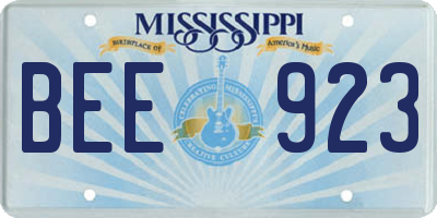 MS license plate BEE923