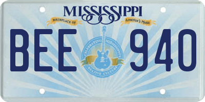 MS license plate BEE940