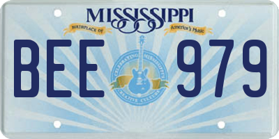MS license plate BEE979