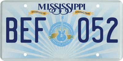 MS license plate BEF052
