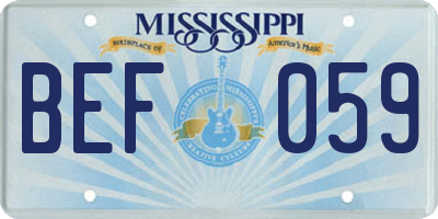 MS license plate BEF059