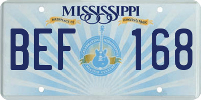 MS license plate BEF168