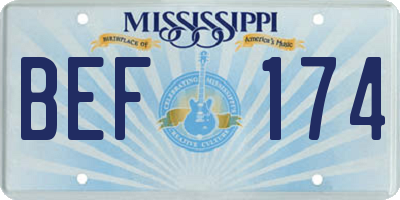 MS license plate BEF174