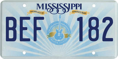 MS license plate BEF182