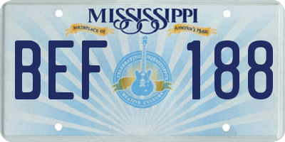 MS license plate BEF188
