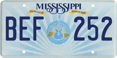 MS license plate BEF252