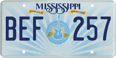 MS license plate BEF257