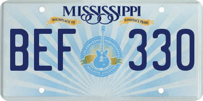 MS license plate BEF330