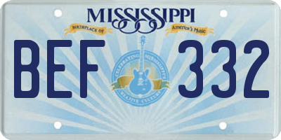 MS license plate BEF332