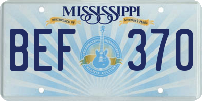 MS license plate BEF370