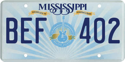 MS license plate BEF402