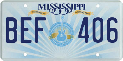MS license plate BEF406