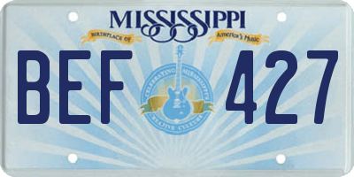 MS license plate BEF427