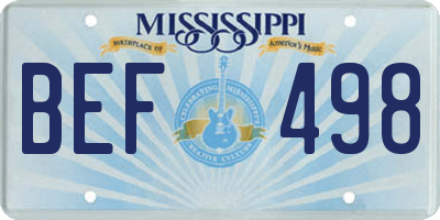 MS license plate BEF498