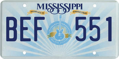 MS license plate BEF551