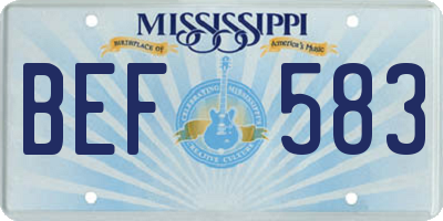 MS license plate BEF583