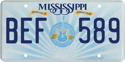 MS license plate BEF589