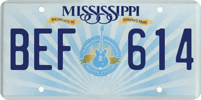 MS license plate BEF614