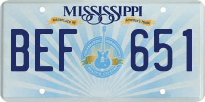 MS license plate BEF651