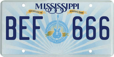 MS license plate BEF666