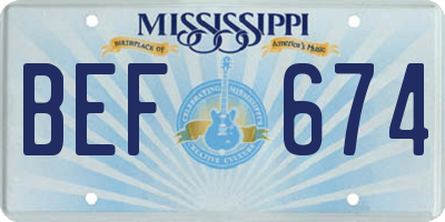 MS license plate BEF674