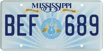 MS license plate BEF689