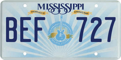 MS license plate BEF727
