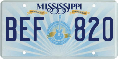MS license plate BEF820