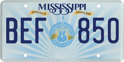 MS license plate BEF850