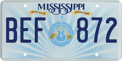 MS license plate BEF872