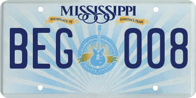 MS license plate BEG008