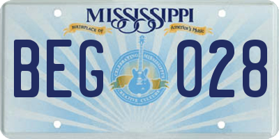 MS license plate BEG028