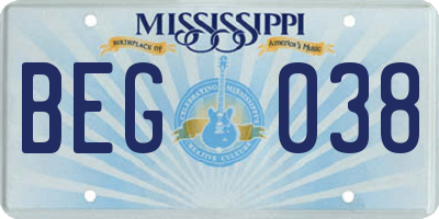 MS license plate BEG038