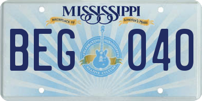 MS license plate BEG040
